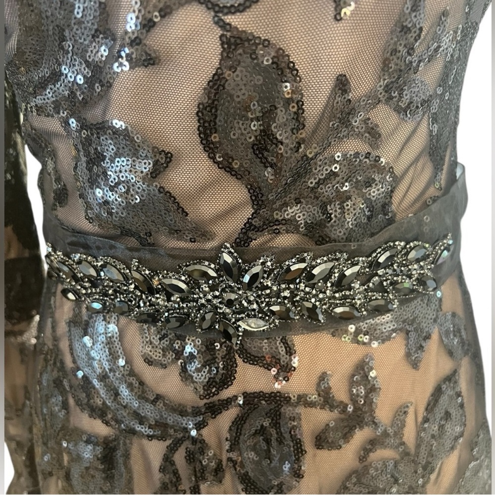 Dress the Population Elegant Ava sequin floral Black Gown size medium M - Picture 7 of 17